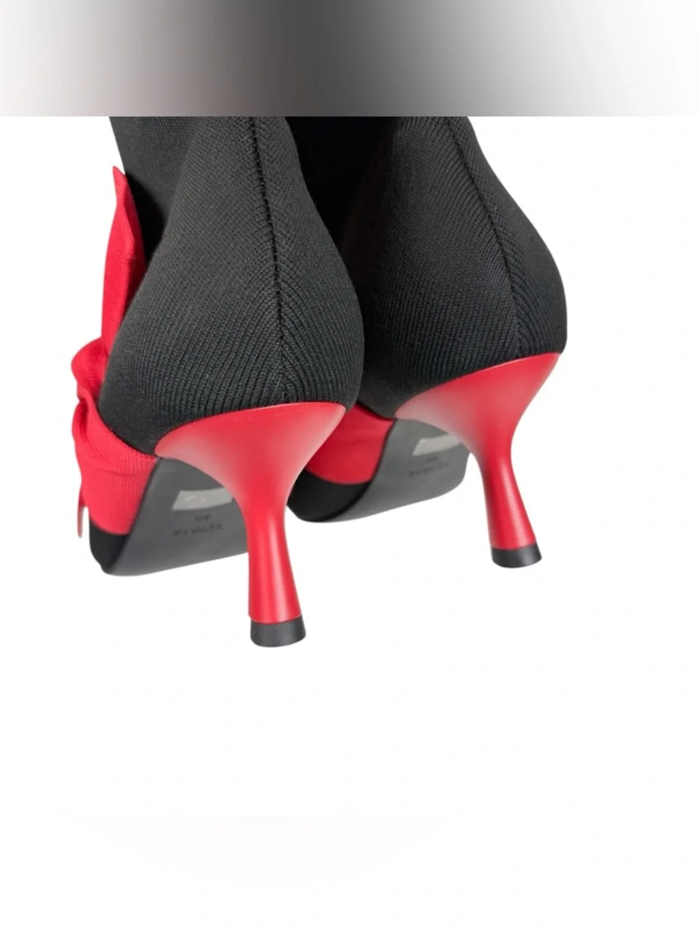 Vivaia Athena Pointed Toe Ankle Heel‎ Boot Bow Detail Black Ruby Red Size 9/40